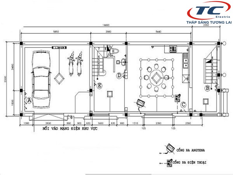 sơ đồ đi dây điện âm tường
